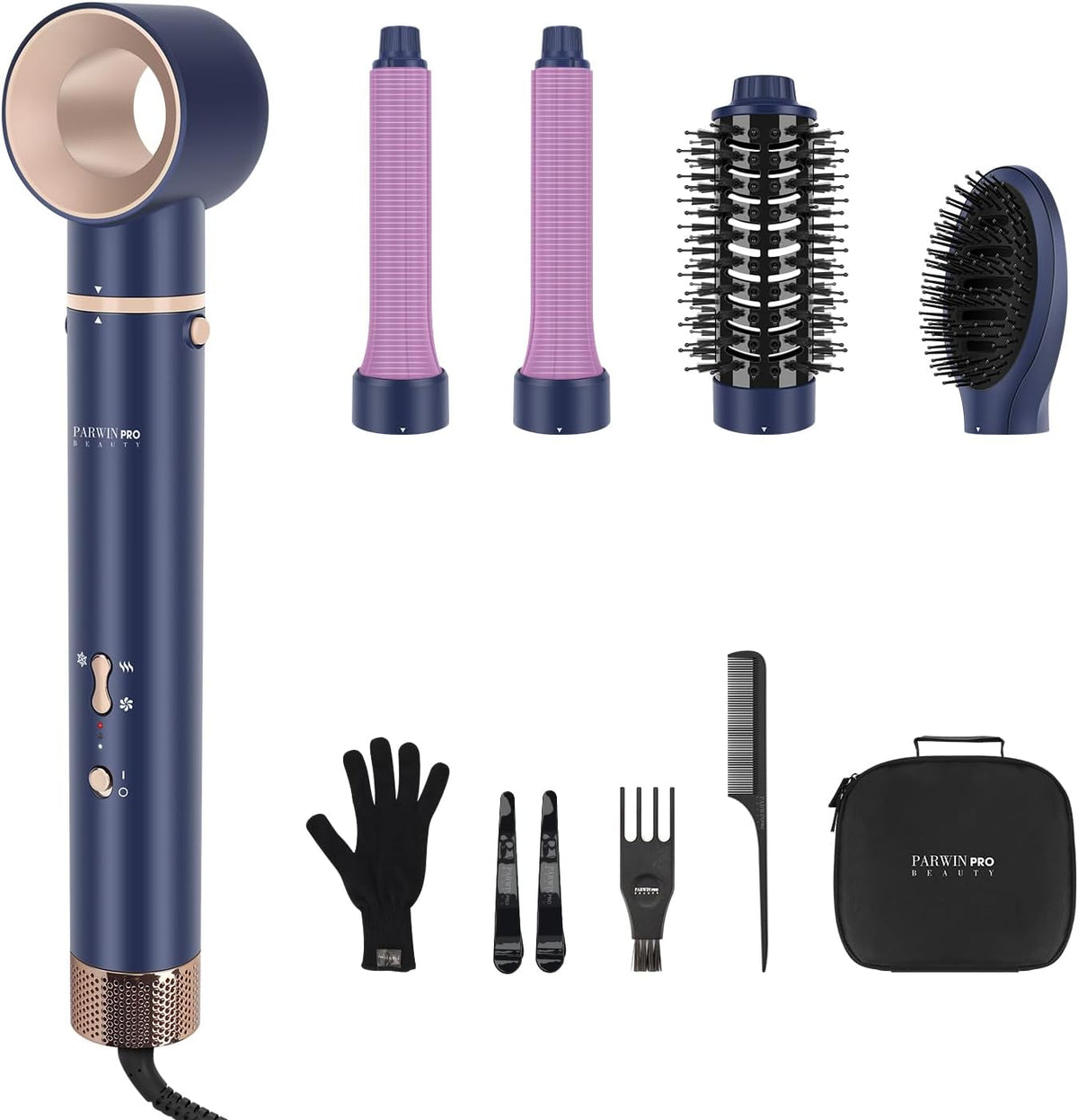 5-in-1 Airstyler – Haarstyler – Haardroger – Warme Luchtborstelset – Föhnborstel – Blauw – Drogen En Stylen In Eén – Geschikt Voor Verschillende Looks