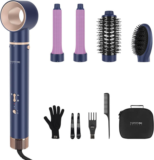5-in-1 Airstyler – Haarstyler – Haardroger – Warme Luchtborstelset – Föhnborstel – Blauw – Drogen En Stylen In Eén – Geschikt Voor Verschillende Looks