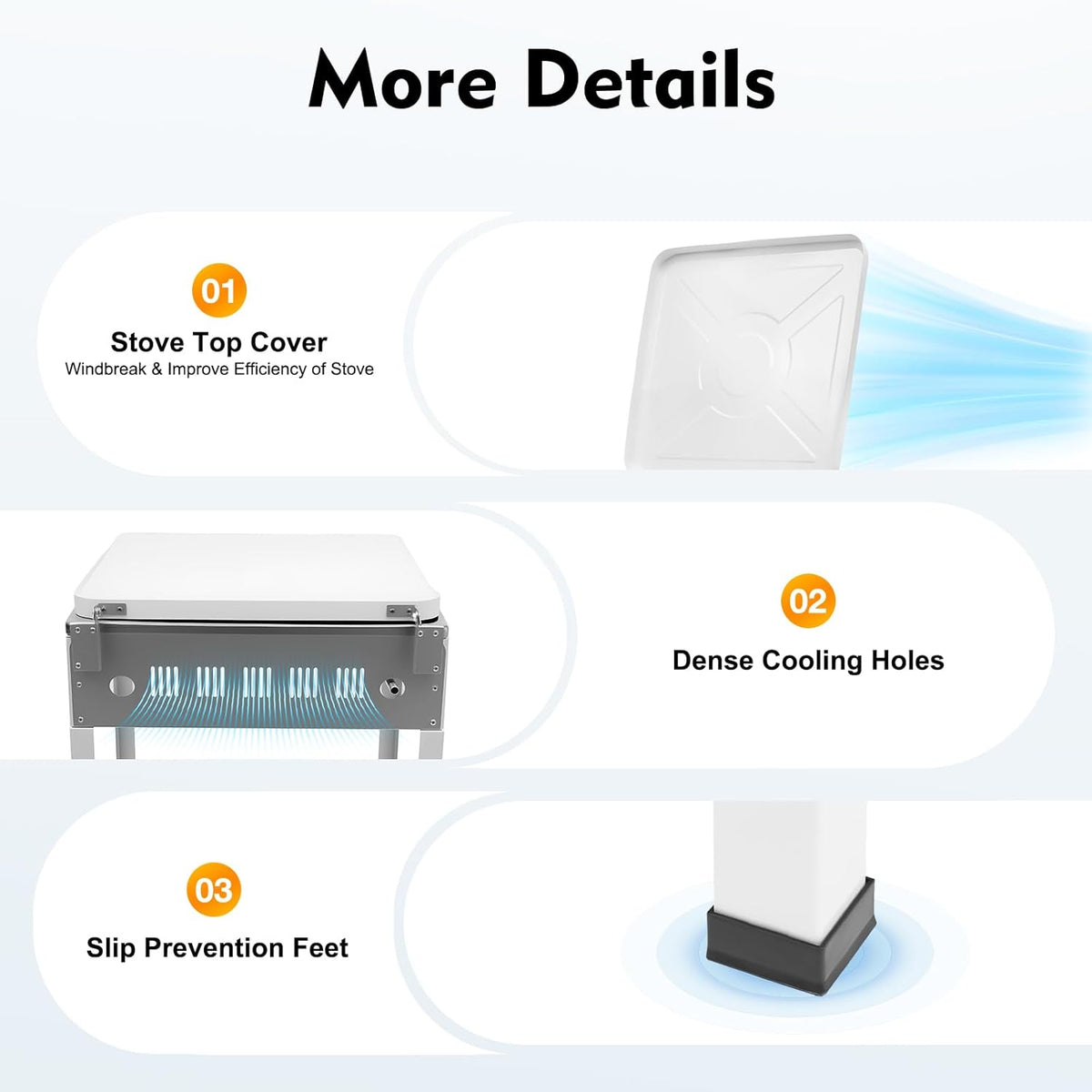 OUKANING 4-Flame Gas Stove Freestanding, Portable Outdoor / Indoor Gas Hob with Wind Protection and Dust Protection, Manual Flammable (Lpg/Ng), Non-Slip Feet and Heat Dissipation (White) - QUORE