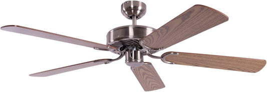Pepeo Potkuri Plafondventilator zonder verlichting, oudzilver, eiken vleugels, 132 cm