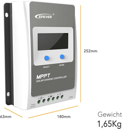 EPEVER® MPPT Tracer-AN G3 – Tracer4210AN G3 Zonnelaadregelaar, 40A, 12/24VDC auto work, PV 100V, LCD Display, Gemeenschappelijke negatieve aarding