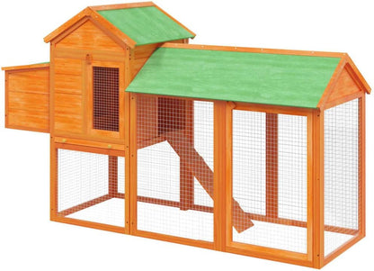 Kippenhok – Dierenverblijf – Kippenhuis – Konijnenhok – Buitenren – Massief Grenenhout – Waterdicht Dak – 193x65x117 cm