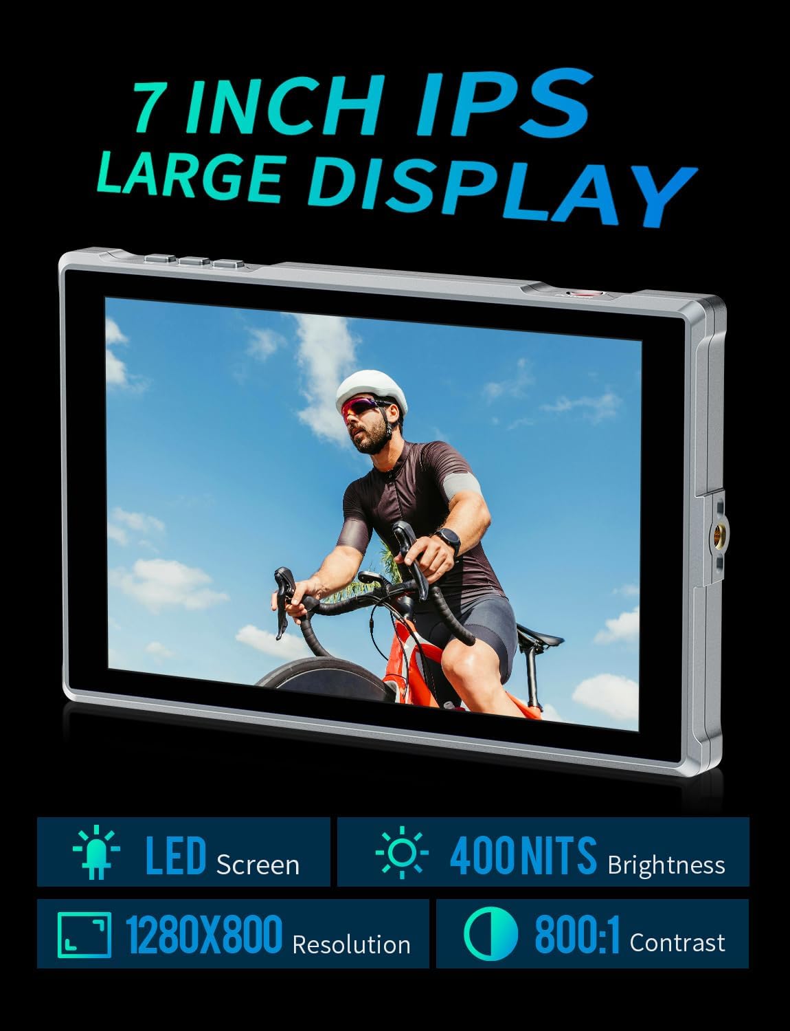 FEELWORLD FW759PRO Touchscreen Camera Veldmonitor 7 Inch 4K HDMI 178° Groothoek Camera Monitor met Parasol,2200mAh Batterij en Tas,9:16 Markering,AV Ingang Geschikt voor DSLR