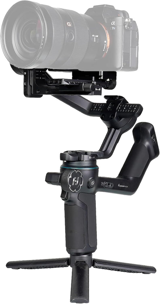 FeiyuTech [Officieel] SCORP-C 2 3-assige camera gimbal – AI Tracking 4.0, bedieningspaneel met knoppen, 3,5 kg draagvermogen, native verticale opname, Bluetooth-bediening, gimbal voor beginners
