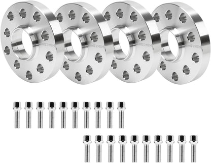 4 stuks 15mm & 20mm spoorverbredingsafstandsschijven set LK: 100/5+112/5 NLB: 57,1 met 20 stuks wielbouten M14x1,5 40/45mm voor VW Golf