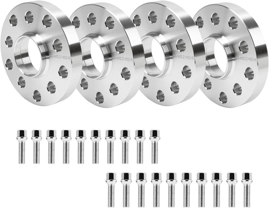 4 stuks 15mm & 20mm spoorverbredingsafstandsschijven set LK: 100/5+112/5 NLB: 57,1 met 20 stuks wielbouten M14x1,5 40/45mm voor VW Golf