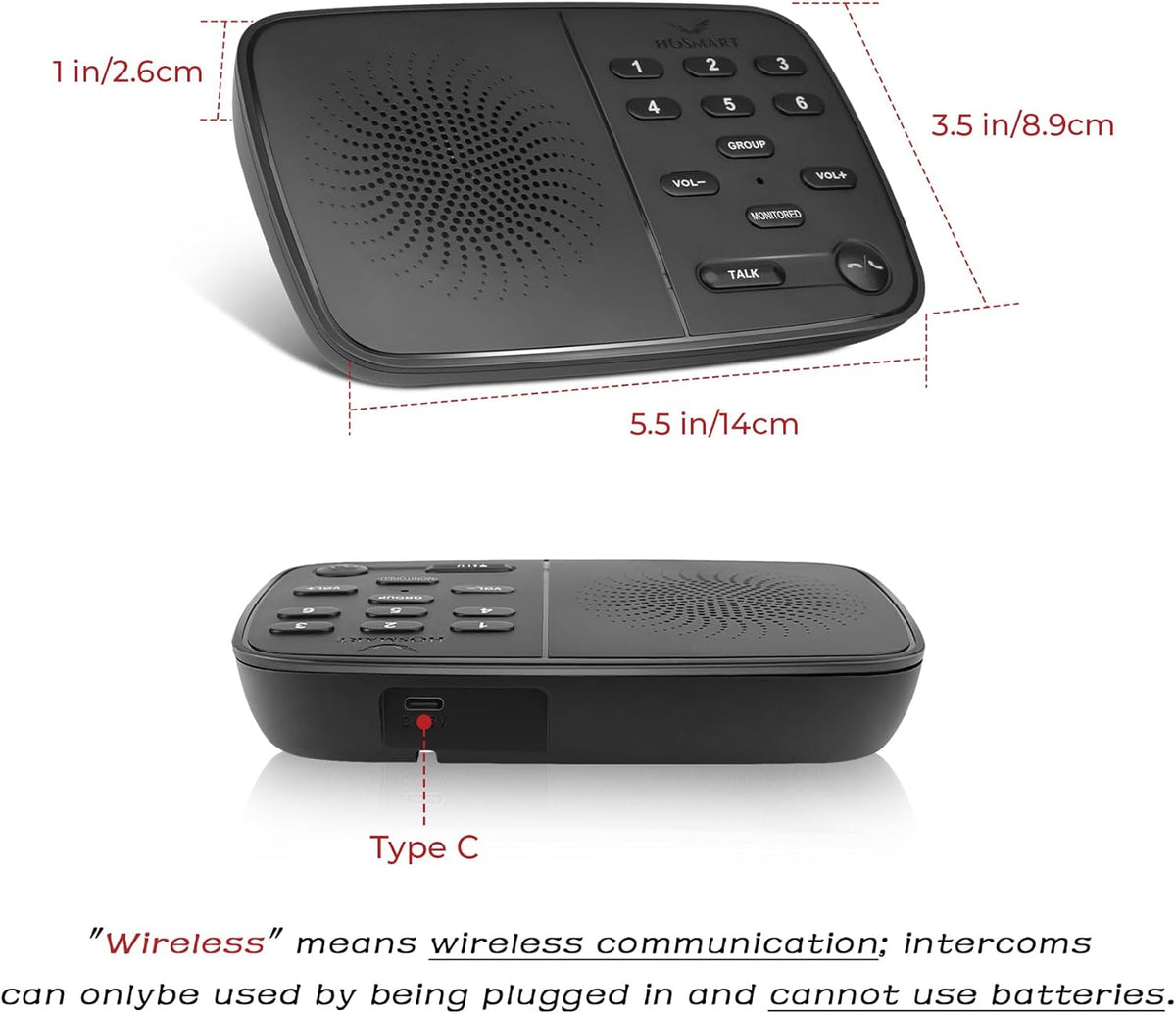 Hosmart Nieuwe Verbeterde Volledige Duplex Draadloze Intercom, 2025 Real-Time Twee-weg Intercom voor Thuis en Bedrijf met Ultra Lange Bereik van 500m