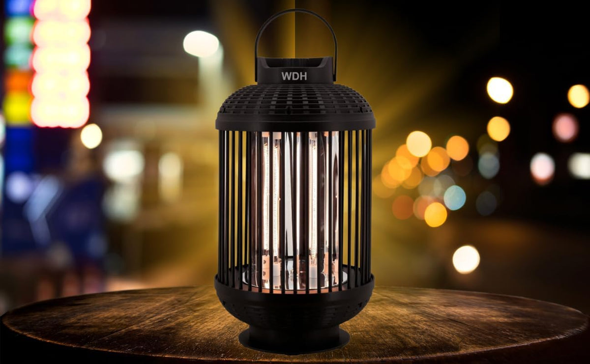 Verwarmingslantaarn – Straalkachel – Terrasverwarmer – Buitenheater – Balkonverwarmer – 2 Warmtestanden 600/1.200W – 180° Draaibare Kop