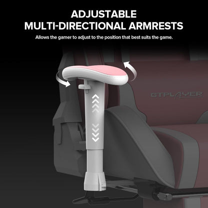 GTPLAYER Gamingstoel, gamerstoel met voetensteun, bluetooth-luidspreker, ergonomische bureaustoel, computerstoel, bureaustoel, pc-stoel met verstelbare rugleuning, belastbaar tot 150 kg, roze