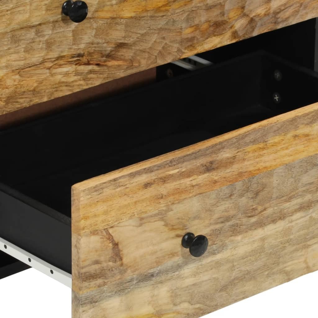 Zij-Kastjes – Opbergkast – Dressoirkast – Wandkast – Sideboard – Massief Mangohout – Stevige IJzeren Pooten – Set Van 2 – 60x33x75 cm