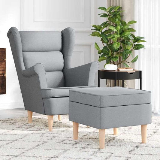 Relaxstoel – Fauteuil – Loungestoel – Draaifauteuil – TV Stoel – Lichtgrijs – Duurzaam Polyesterweefsel – Geïntegreerde Voetensteun en Zeer Sterk Schuim