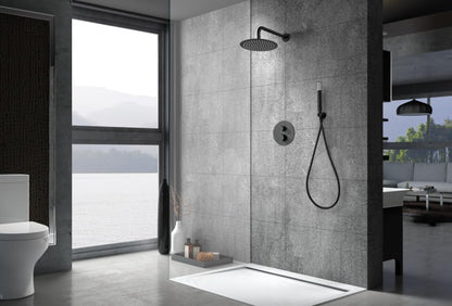 Thermostatische Douche Set – Douchekraan – Hoofddouche – Handdouche – Douchethermostaat – Mat Zwart – Extra Grote 25 cm Hoofddouche – RVS & Messing