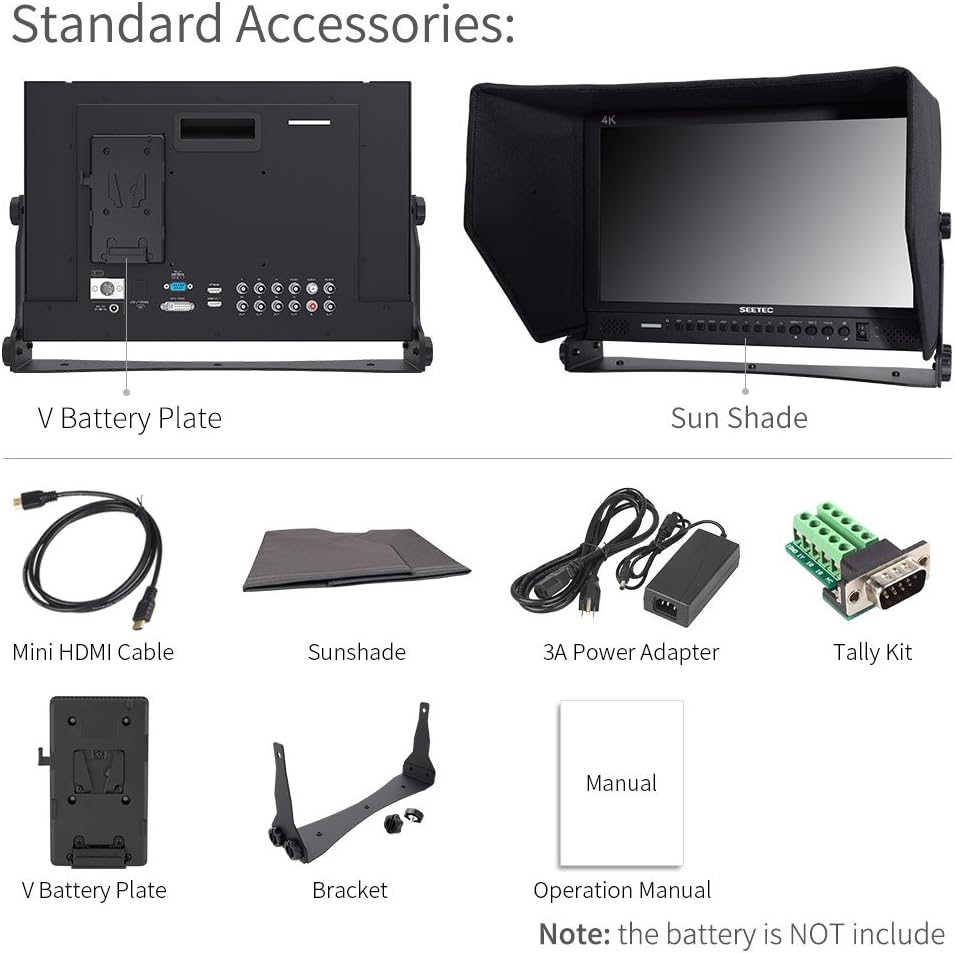 Seetec P173-9HSD Camera Monitor Pro Broadcast 17.3" 4K Ultra HD 1920×1080 Field Video LCD IPS Screen 600:1 High Contrast with 3G-SDI HDMI AV YPbPr DVI - QUORE