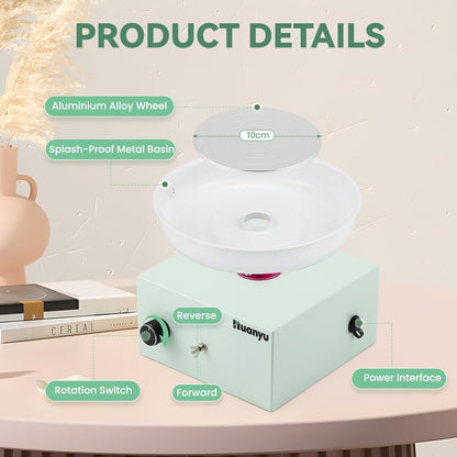 Mini Pottenbakkersschijf – Pottenbakkersrad – Keramiek Draaischijf – Elektrische Pottenbakmachine – Mini Pottenbakmachine – Instelbare Snelheid 0-2000 RPM – Inclusief 27-delige Gereedschapset
