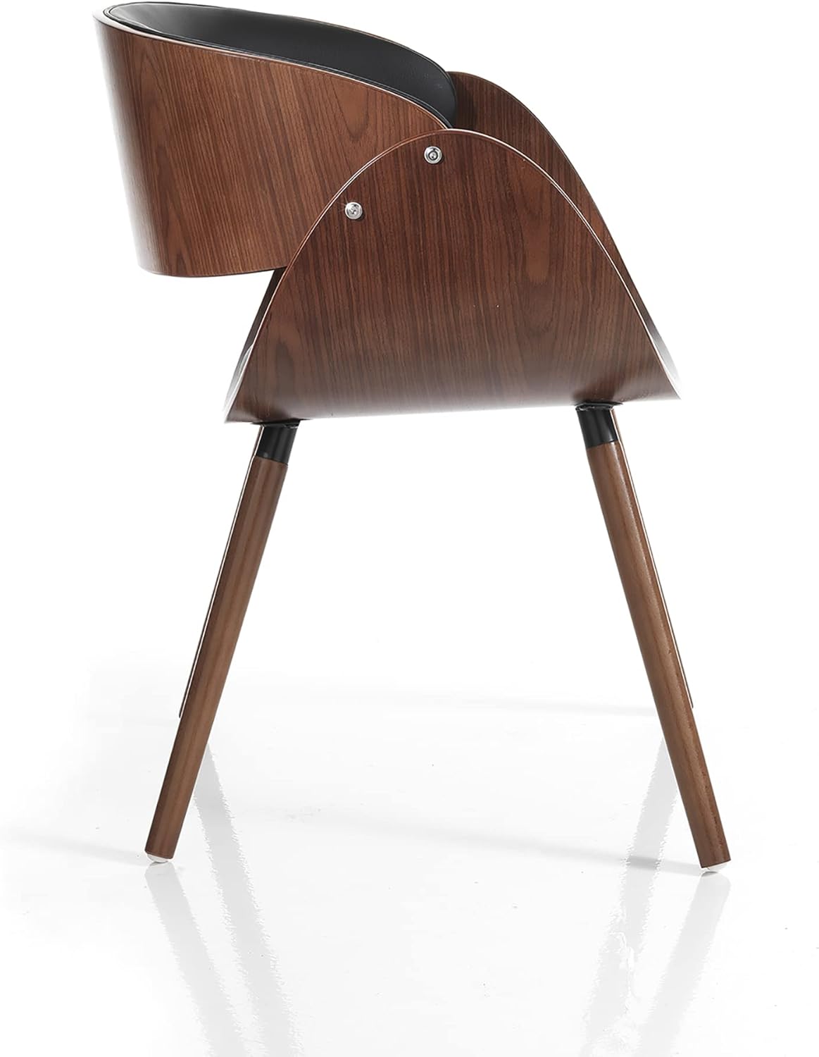 Stoel Callum Dark Wood, PU-leer, zwart, H 73 x B 54 x D 52 cm