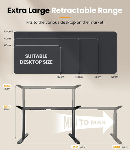 MAIDeSITe EL2 Pro Art in hoogte verstelbaar bureauframe, ovaal pootdesign, elektrisch in hoogte verstelbaar tafelframe, dubbele motor, draagvermogen 180 kg, met 4 geheugenbesturing en