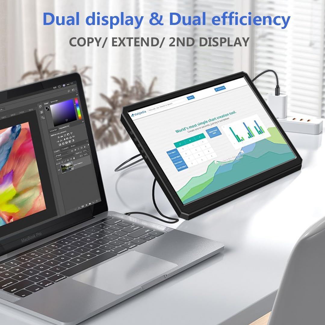 10,8 inch draagbare monitor, 1920 x 1080 FHD-scherm, met HDMI/USB-C, draagbaar display voor laptop/mini-pc/pc/Mac/gameconsole