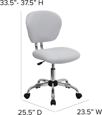 Bureaustoel – Bureaustoel Met Wieltjes – Bureaustoel Draaibaar – Thuiswerkstoel – Office Chair Wit – Mid-rugleuning Van Ademend Mesh – Verstelbare Zithoogte Pneumatisch