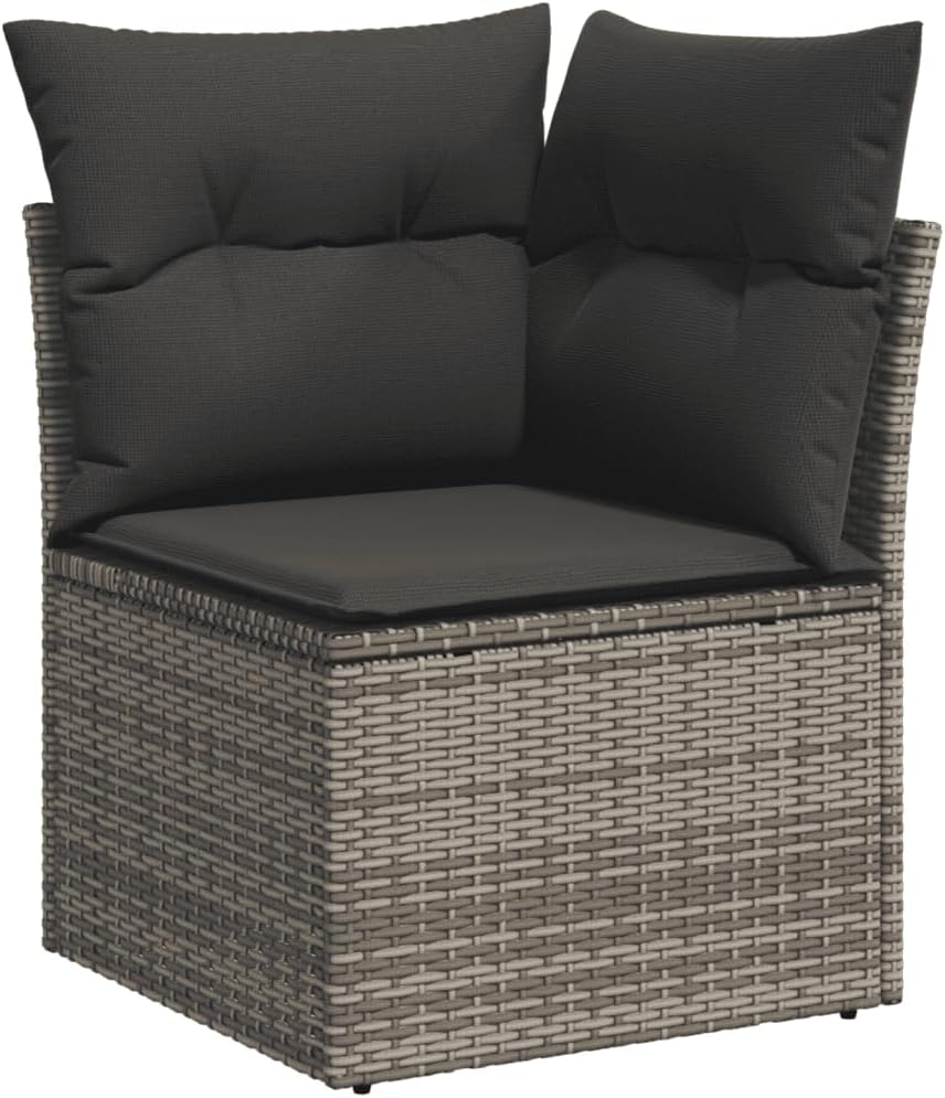 vidaXL 5-Piece Lounge Set with Cushions Poly Rattan Grey, Garden Set, Garden Furniture, Patio Set, Garden Furniture, Lounge Sofa, Lounge Set Garden - QUORE