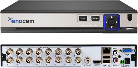 16CH 5M-N/1080N Full High Definition Hybrid voor AHD/TVI/CVI/Analoog/IP DVR H.265 CCTV Video Recorder P2P Remote Telefoon Monitoring voor Home Security Surveillance Systeem Camera (GEEN HDD)