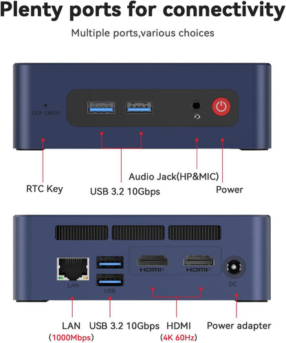 Mini PC – Minicomputer – Desktop PC – Compacte Computer – Krachtige PC – AMD Ryzen 3 Processor – 16GB RAM 500GB SSD Dual HDMI 4K