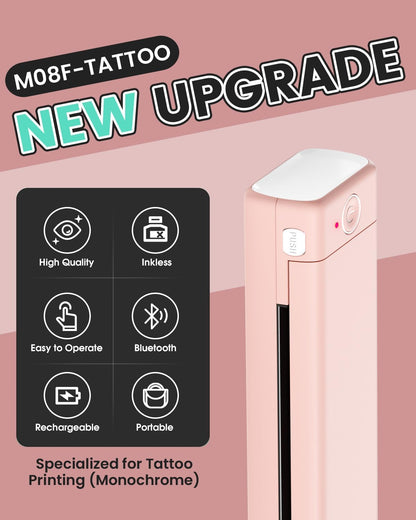 Phomemo M08F Tattoo Printer, Tattoo Transfer Printer with 10pcs Tattoo Transfer Paper for Tattoo Artists, Beginners, Compatible with Smartphones, Tablet, PC - QUORE