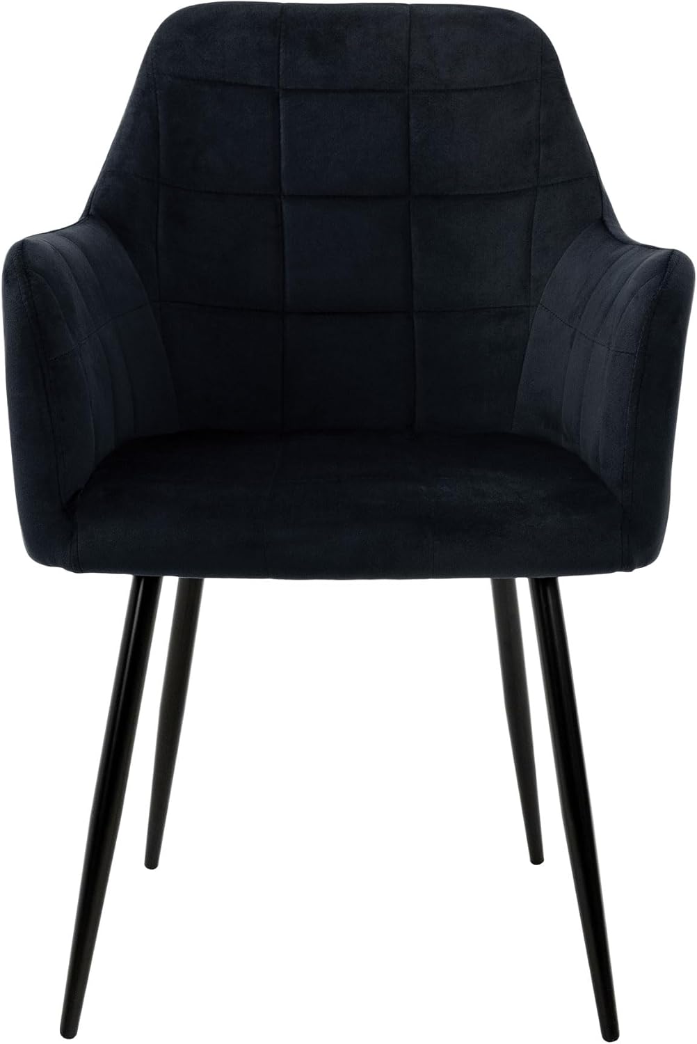 ECD Germany Set of 6 Dining Chairs with backrest and armrests Black Velvet Seat Metal Legs Kitchen chairs Living room chairs Living room chairs Upholstered chairs Armchairs Armchairs