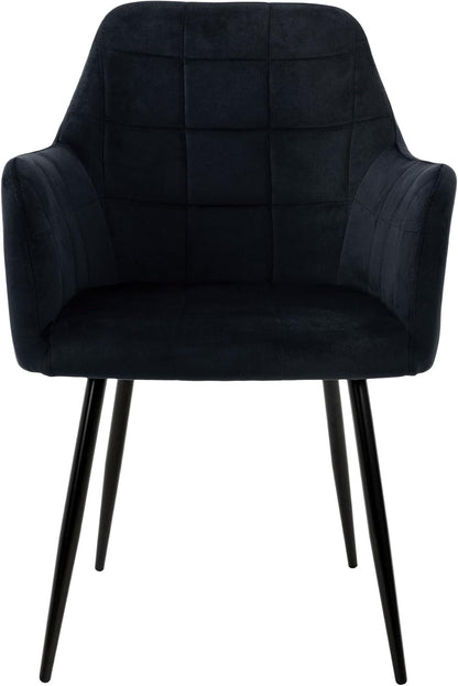 ECD Germany Set of 6 Dining Chairs with backrest and armrests Black Velvet Seat Metal Legs Kitchen chairs Living room chairs Living room chairs Upholstered chairs Armchairs Armchairs