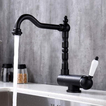 Antieke Europese keuken zonder raam, gootsteen, warm en koud, waterafvoer, kranen, binnenraam, koper, zwart, kranen, vouwkranen, omkeerbaar, plat, raamkranen@Pearl Black