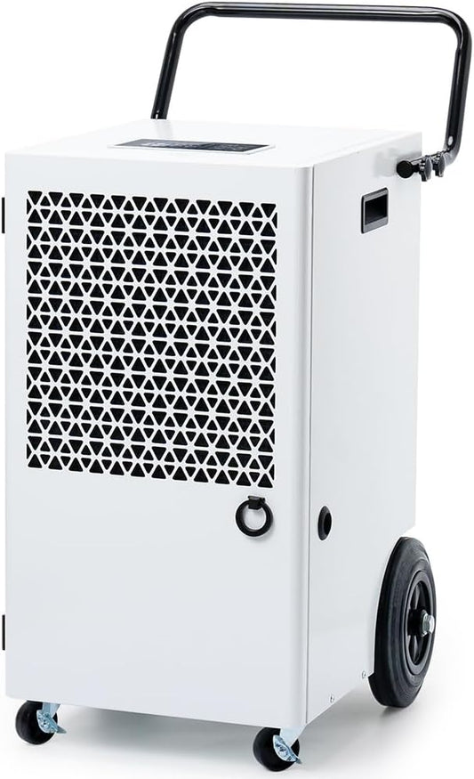 120 l/dag elektrische luchtontvochtiger, compressor: grote luchtontvochtiger met pomp en afvoerslang, 300 m²/600 m³, draagbaar, 24 uur timer, drogen van de was