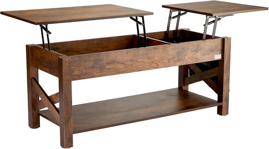 Coffee Table - Table - Coffe table - Living Room Table - Lift Top Coffee Table - Table with Extra Storage - Folding Coffee Table for Living Room - 47.5in - Brown - 57.76lbs