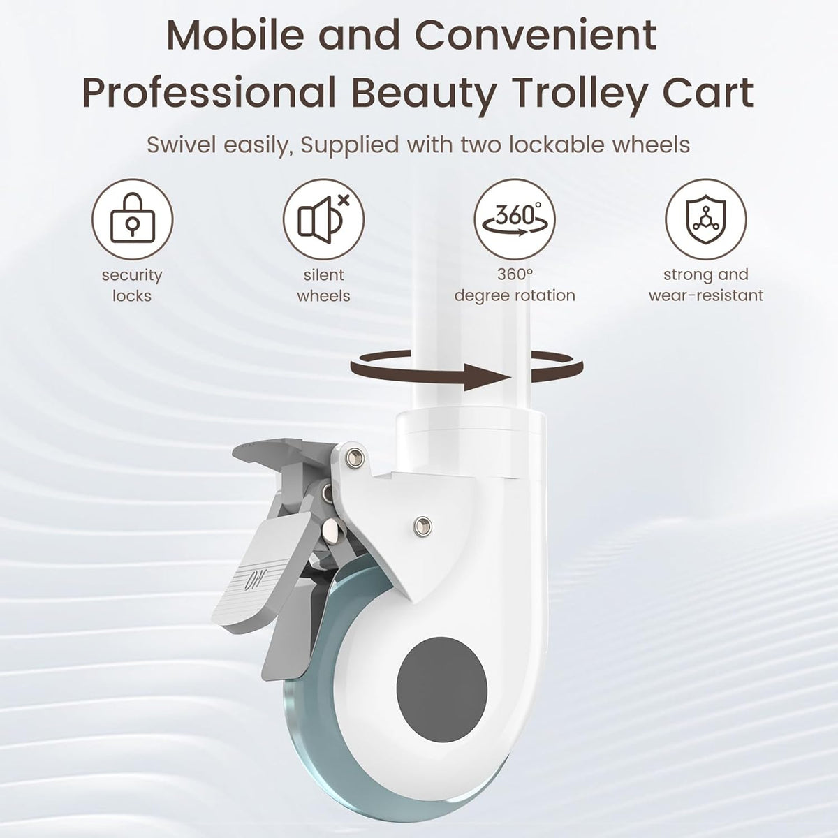 Iklestar Trolley Cart met 3 etages met emmer en grote lade, multifunctionele serveerwagen voor schoonheidssalon, spa, kantoor, kliniek, thuis, 360° draaibare stille wielen