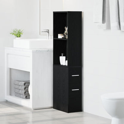 Gecheer Narrow Bathroom Cabinet, Black Oak, 22 x 41 x 135 cm, Bathroom Cabinet, Storage Rack for Bathroom, Hallway, Entrance, Kitchen, 871653 - QUORE