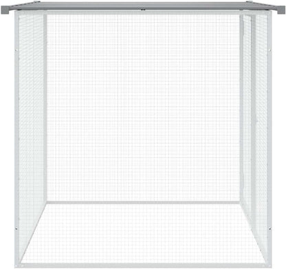 Kippenren – Kippenhok – Dierenren – Kippenkooi – Ren Met Dak – Gegalvaniseerd Staal – 203x98x90 cm – Weerbestendig & Met Vergrendelbare Deur