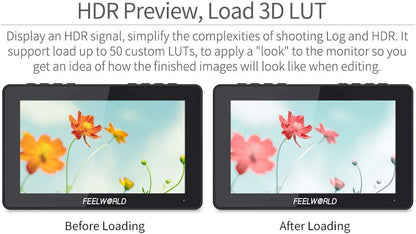 FEELWORLD LUT7S PRO 7 Inch 2200Nits Camera Field Monitor 4K HDMI TouchScreen Video Monitor with Light Sensor,3D LUTs,1920X1200 IPS,HDR Waveform,F970 External Installation Package,3G-SDI & 4K HDMI Loop Out - QUORE