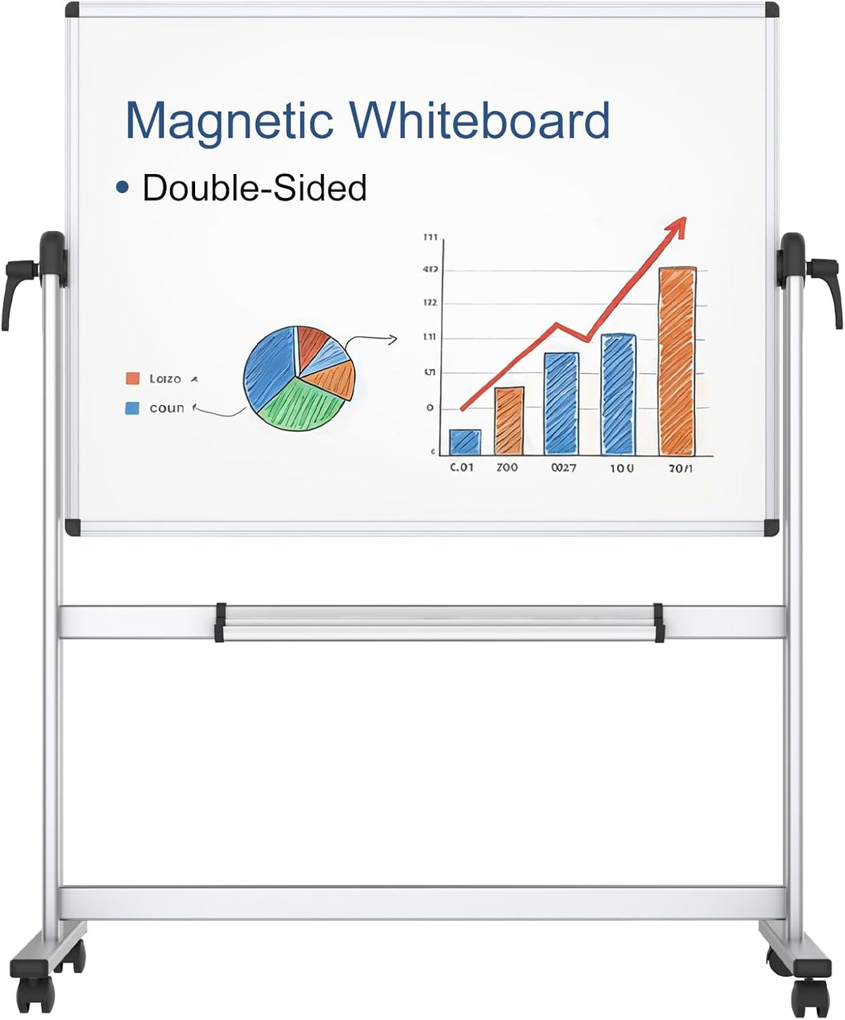 Viz-Pro, mobiel whiteboard, draaibaar, magnetisch, 1200 x 900 mm
