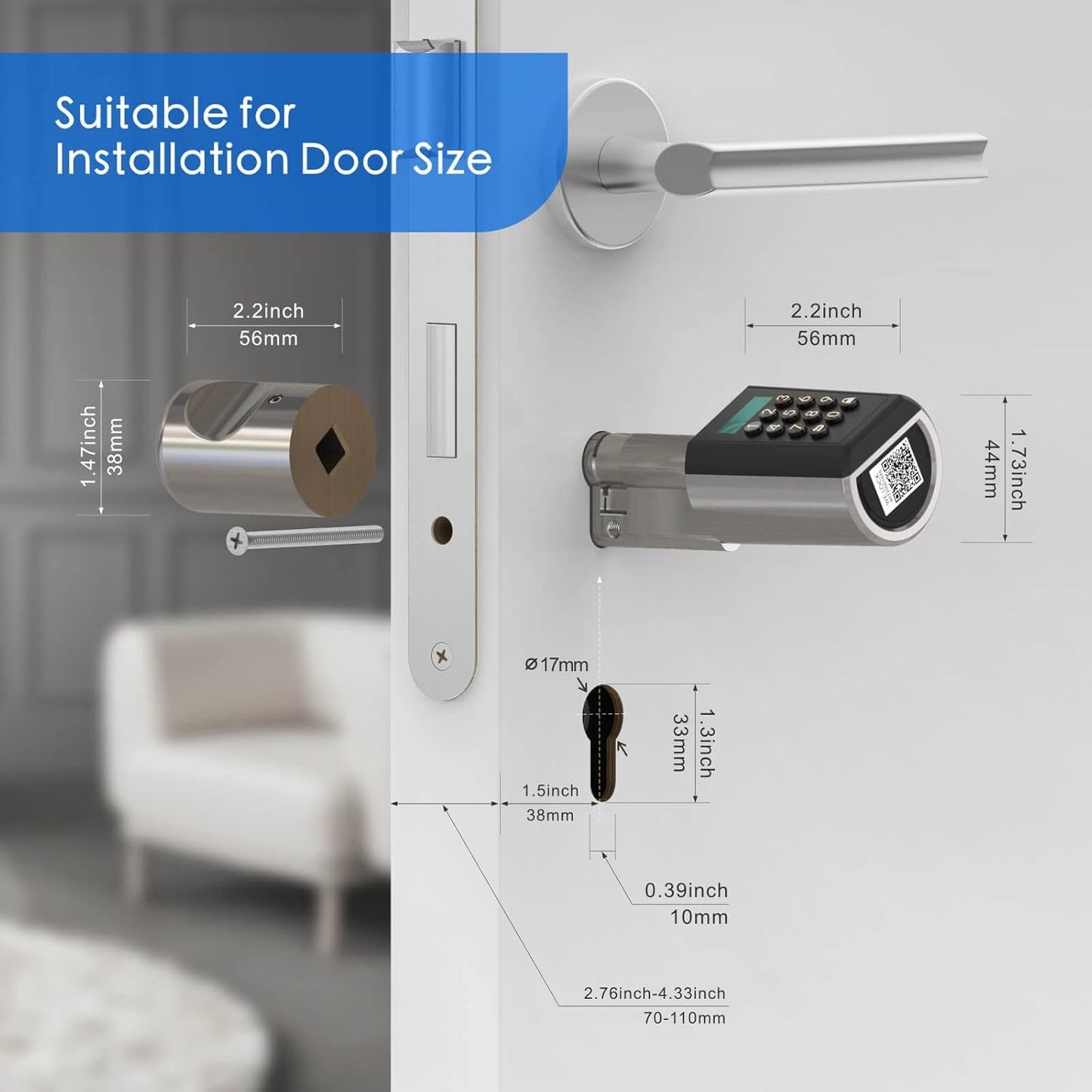 WELOCK PCB41-WIFI Gateway Smart Electronic Door Lock met Bluetooth Smartphone App, RFID Card EU Standard Waterproof IP65 Keyless Cylinder en WiFi Bluetooth Gateway Combo Kit.