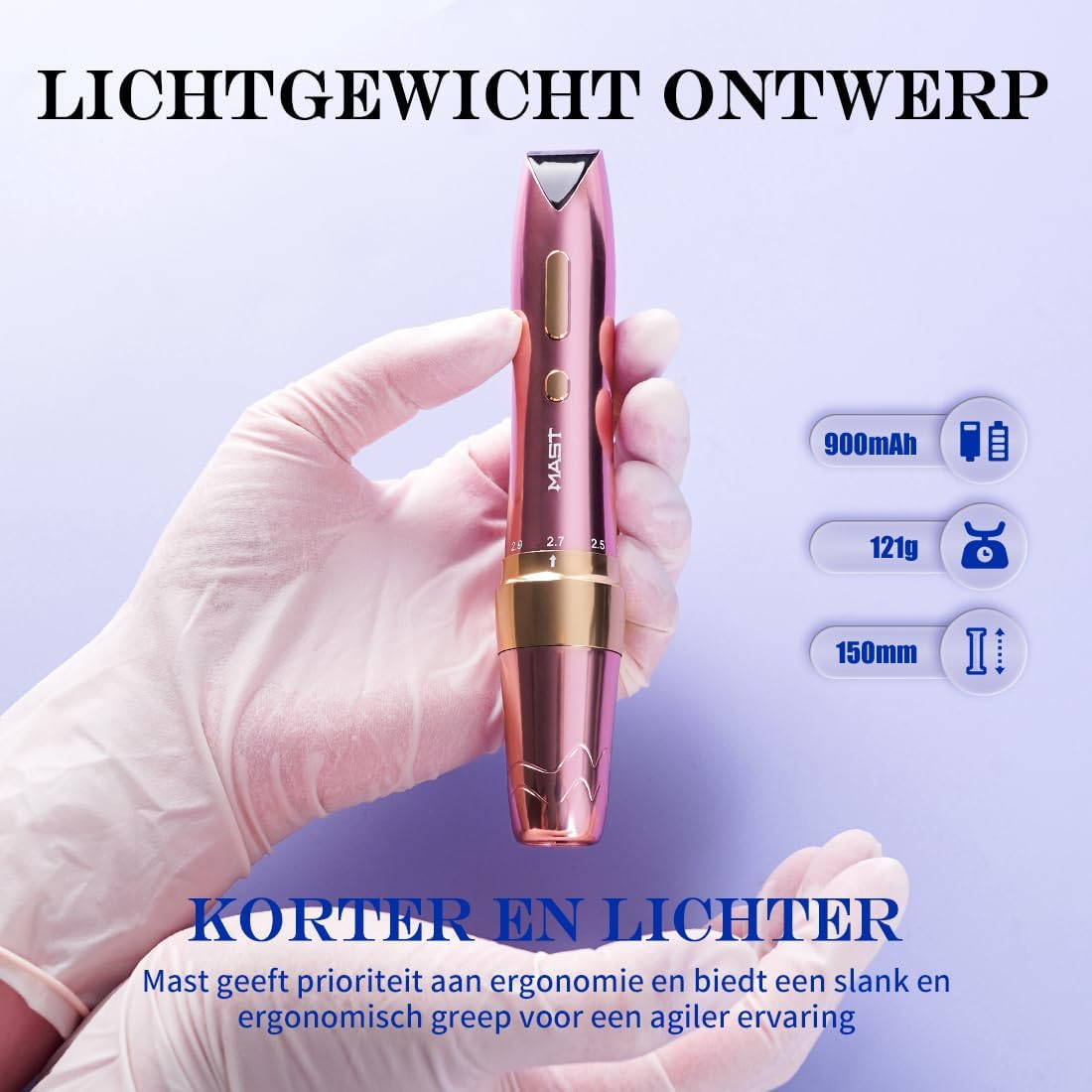 Professionele Draadloze Tattoo Machine – Tattoo Pen – Microblading Pen – Rotary Tattoo Gun – Permanent Make-up Tool – Lichtgewicht 121g – Verwisselbare Batterijen 900mAh