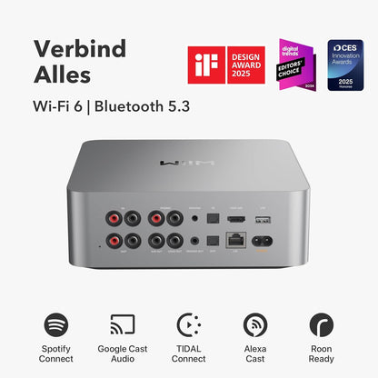 WiiM Ultra Music Streamer & Digitale Voorversterker | 3,5" Touchscreen, Compatibel met GoogleCast & Alexa, Stream Spotify, Amazon Music, Tidal | HDMI ARC, Phono-ingang & Koptelefoonuitgang (Silver)