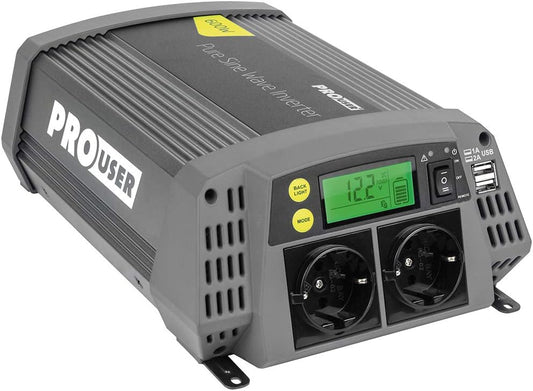 Pro-User PSI600 19127 600W pure sine wave 12V to 230V voltage converter with remote control and USB output