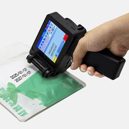 SEAFRONT Handheld Inkjetprinter met Inkt, 4,3-inch Touchscreen 600 Dpi voor Tekst Barcode Datum QR-codelabel Ergonomisch Ontwerp 1500 MAh Batterij Meerdere Oppervlakken Afdrukken