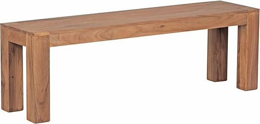 FineBuy Dining Room Sofa 140 x 45 x 35 cm Acacia Solid Wood Bench Dining Table | Bench Dining Room Wooden Bench without Backrest - QUORE