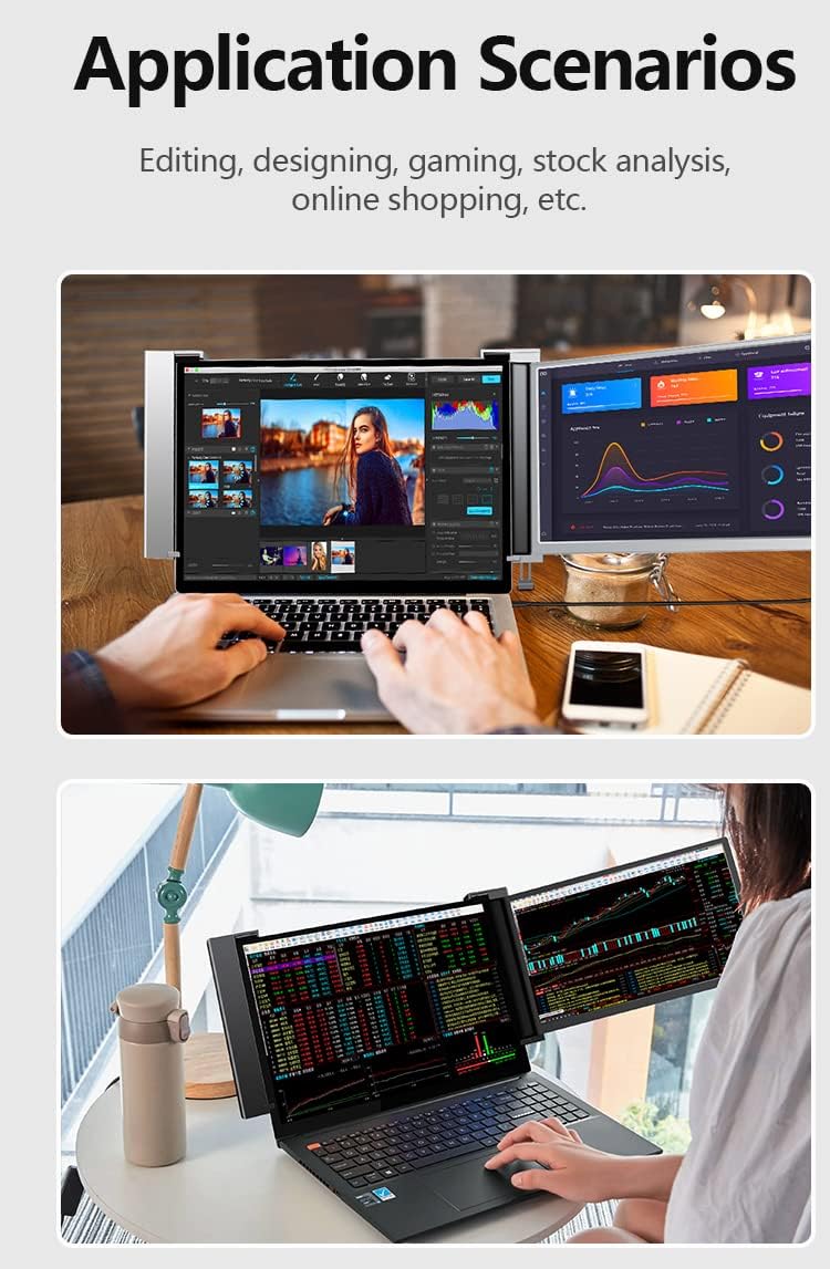 Lipa S14 14 inch portable monitor - Extra display laptop - Portable screen - HDR - Full HD with 60 Hz - USB c and HDMI - For laptops between 14 and 17 inch - Speakers - Can also be used separately - QUORE