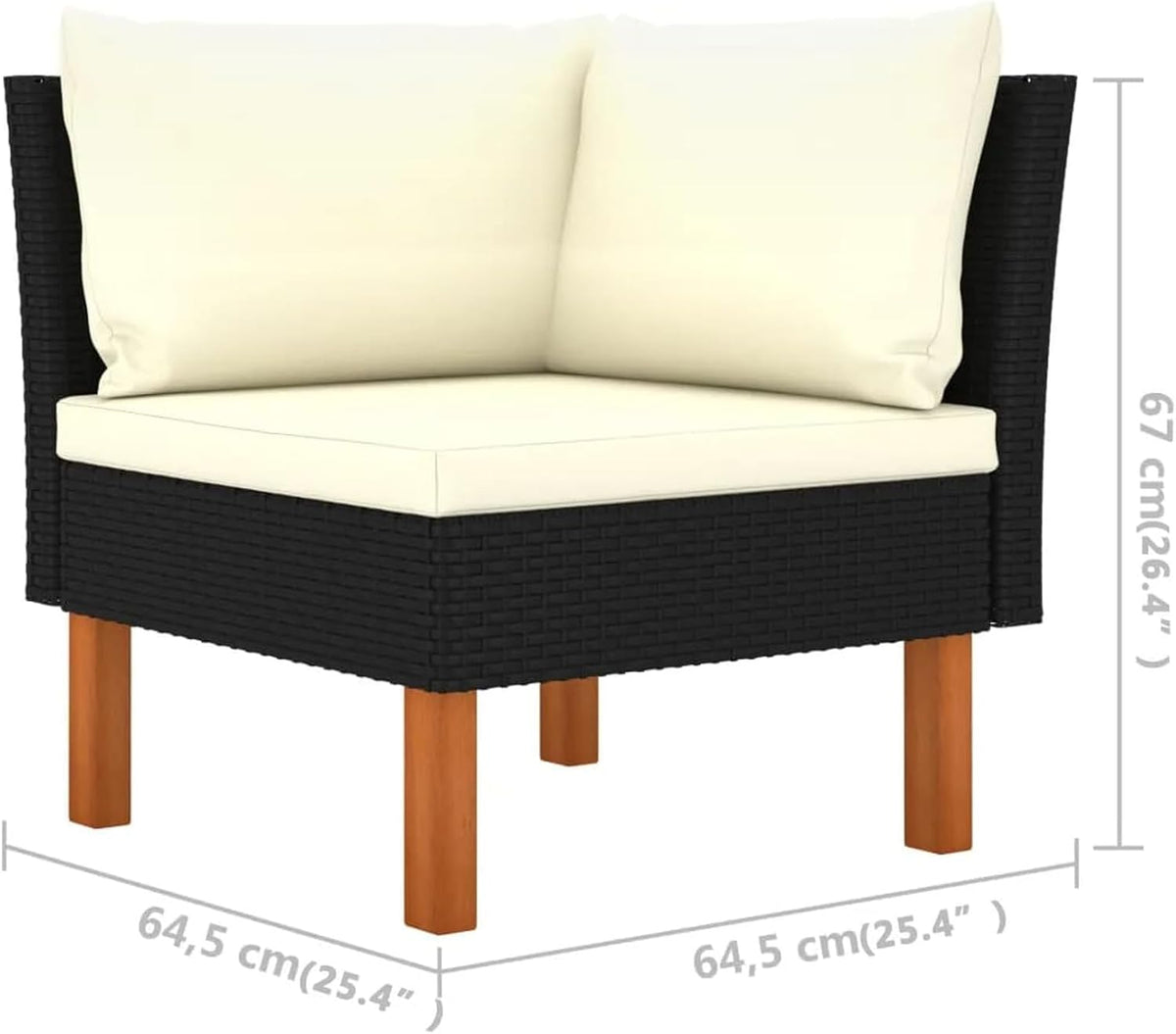 3-Piece Garden Lounge Set Poly Rattan and Eucalyptus Solid Wood Stool Sofa Dining Set with Corner Sofa and Table - QUORE