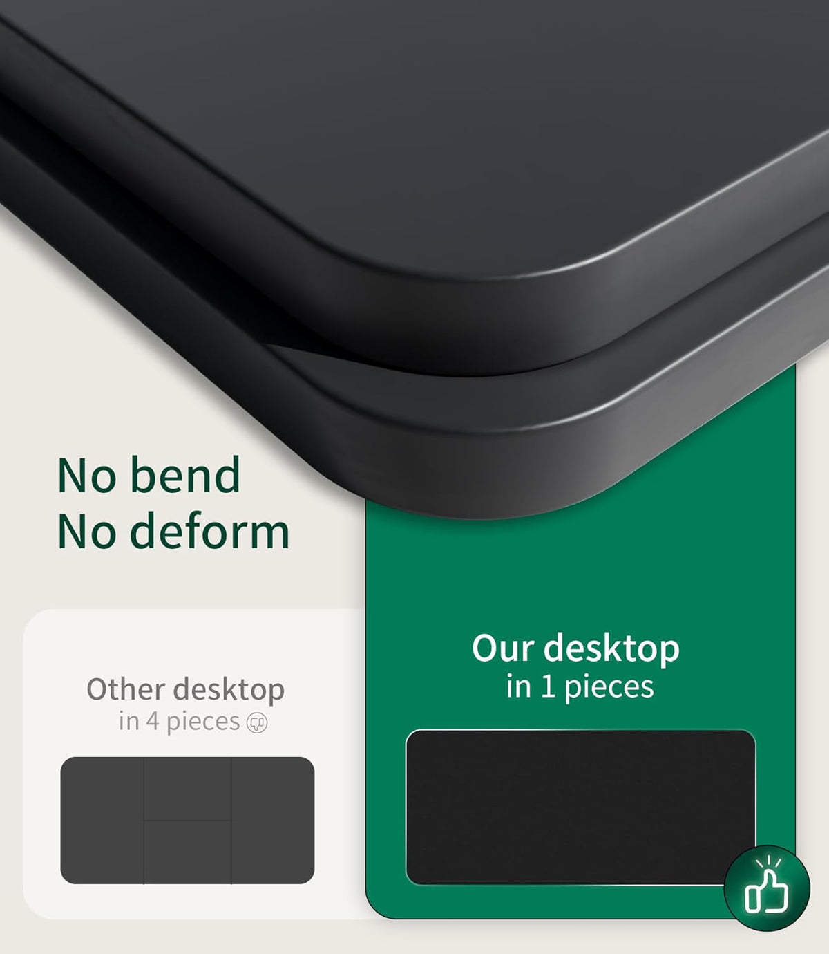 MAIDeSITe Tafelblad 120x60x2,5cm Bureaublad - DIY Stabiele kantoortafelplaat - Perfect voor in hoogte verstelbare bureaus