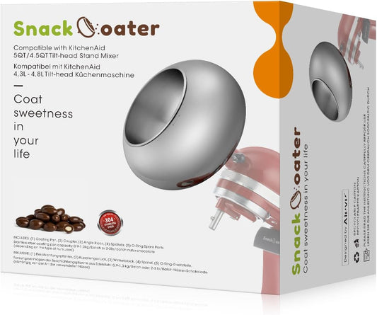 Aieve Snack Coater Compatible with KitchenAid Tilt-Head Stand Mixer for Making Chocolate Covered Almonds, Pistachio, Peanut, Freeze-Dried Strawberry, Raisins, Macadamia Nuts, Blueberry