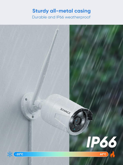 SANNCE AI Human Detection Wifi-bewakingscamera, 5 MP, 2 stuks, met audio-opname, IP66 waterdicht, ondersteunt Amazon Alexa