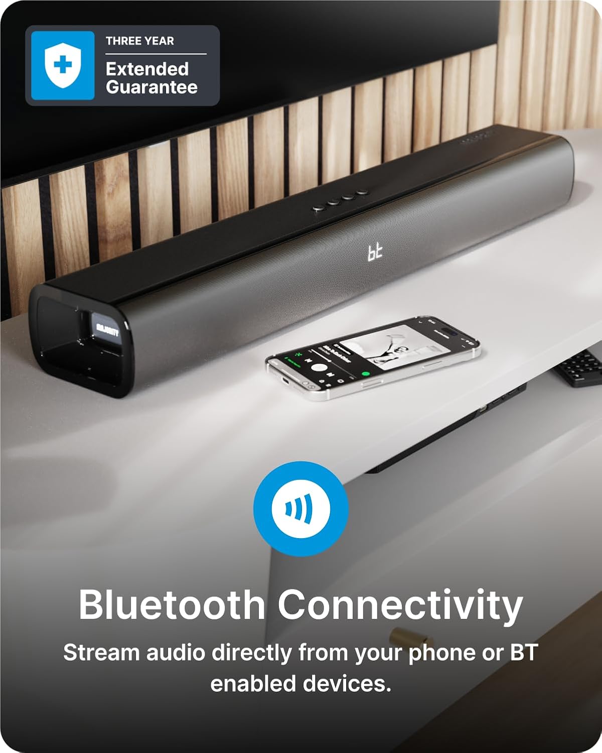 MAJORITY Naga 60 Plus Soundbar voor tv-toestellen, 300 W, 2.1 soundbar met subwoofer, HMDI ARC, geluidssysteem, wandmonteerbaar geluidssysteem, inclusief afstandsbediening