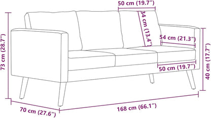 Gecheer 2 Seater Sofa with Seat Cushion, Upholstered Sofa for Living Room, Office, Bed, Lounge, Sofa Bed, Wooden Frame and Fabric, 116 x 70 x 73 cm, Cream White - QUORE
