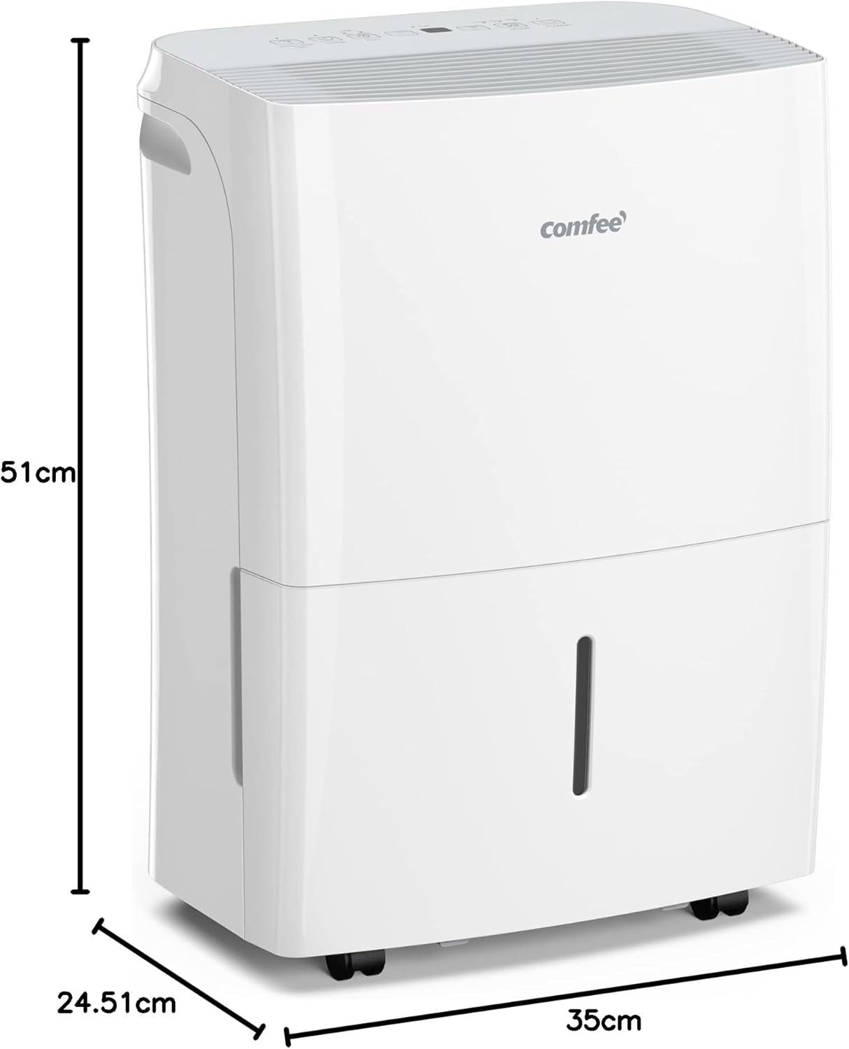 Comfee luchtontvochtiger App-compatibel wifi-bediening, ontvochtiger 20 l in 24 uur, Ruimtegrootte ca. 100 m3 (40 m2) , 170 m3/h luchtvermogen, 3 standen, MDDF-20DEN7-WF, Wit